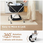 STORAGE MANIAC Collapsible Laundry Cart with Wheels 31.5"H Rolling Laundry Hamper Clothes Basket with Wheels, Canvas Liner St