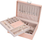 Jewelry Organizer Box Travel Jewelry Box Storage Organizer Case Earring Ring Necklace Box Large Travel Jewelry Case/PINK