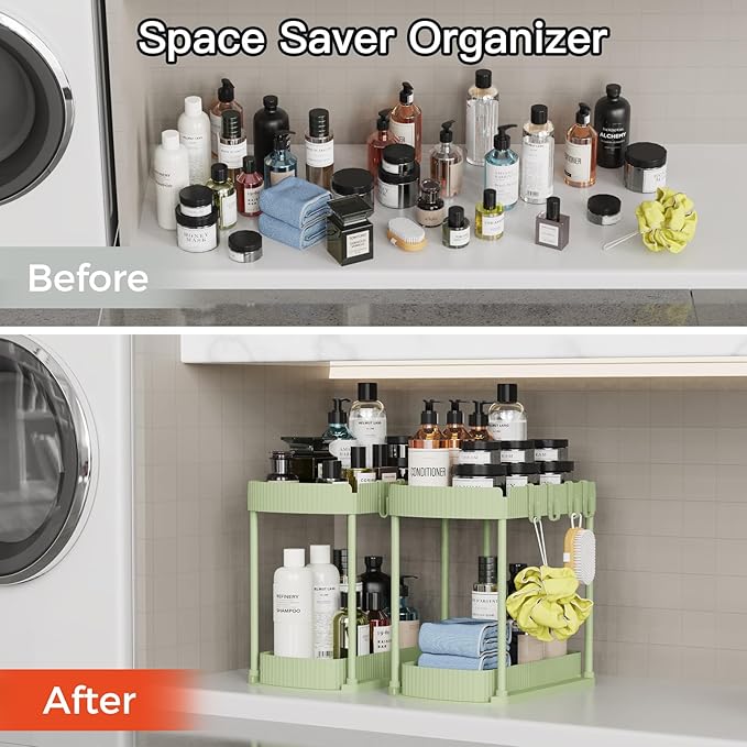 Ukeetap 2 Pack Multi-Purpose Pull-Out Storage Organizers, Under Sink Organizers and Storage for Bathroom & Kitchen, Under Cab