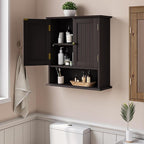 Smuxee Brown Bathroom Cabinet Wall Mounted, Small Medicine Cabinet with 2 Door Adjustable Shelves, Wall Cabinet Over Toilet f