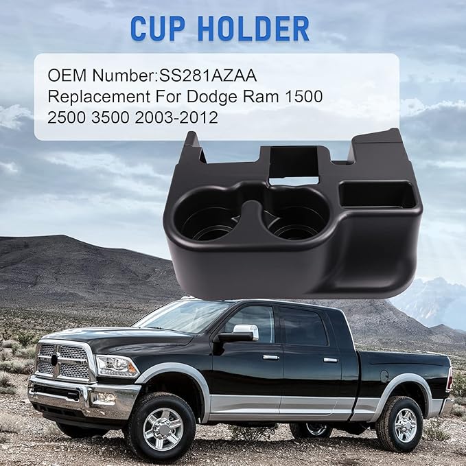 DICMIC Center Console Armrest Add-on Cup Holder for 2003-2012 Dodge Ram 1500 2500 3500