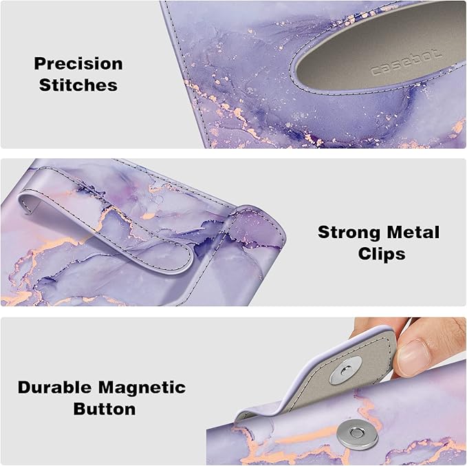 CaseBot Car Visor Tissue Holder, Sun Visor Napkin Holder, Mask Holder for Car, PU Leather Backseat Tissue Box for Car Truck SUV, Lilac Marble