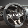 West Llama Customized Auto Car Steering Wheel Cover with 3D Texture for Dodge RAM 1500 2500 3500, 15.5-16 inch(Black+Gray-Lar
