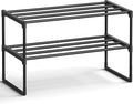 SONGMICS Shoe Rack, 2-Tier Shoe Organizer, Metal Storage Shelf, Upright or Upside Down, for 6-9 Pairs, Stackable, for Entrywa