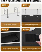 Over The Door Organizer Hanging - 6 Shelf Over Door Organizer with 6 Clear Front & 12 Side Pockets - 50LB Load Behind Storage