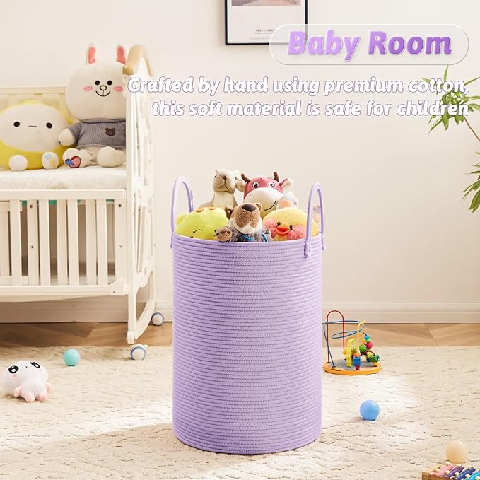 Artfeel Laundry Basket,Woven Cotton Rope Laundry Hamper,40L for Decorative Storage of Dirty Clothes,Toys and Blankets in Bath