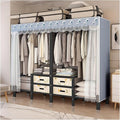 Foldable Portable Wardrobe Closet with Cover, Metal Garment Rack, Clothing Rack for Hanging Clothes, One-Piece Folding Base, 