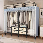 Foldable Portable Wardrobe Closet with Cover, Metal Garment Rack, Clothing Rack for Hanging Clothes, One-Piece Folding Base, 