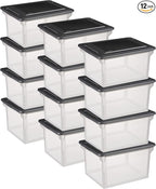 Sterilite File Box, Stackable Storage Bin with Lid, Organize Receipts, Bills, Taxes and Papers in the Home, Office, Clear Bas