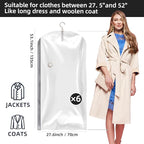 Hanging Vacuum Storage Bags, 6 Pack Hanging Storage Bags for Clothes With Electric Pump, Vacuum Sealed for Suits, Dress, Jack
