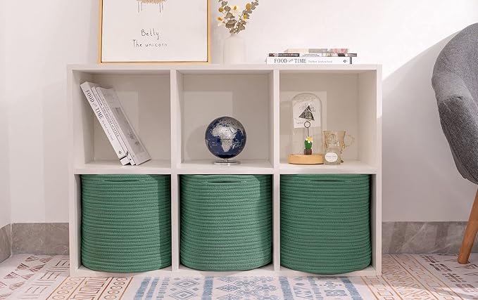 voten Storage Cubes Baskets Bins Organizer 11x11x11'' Fit 12x12''Cube Storage Organizer Bookcases Shelf,Durable Woven Cotton 