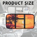Sunset Palm Trees Car Sun Visor Organizer Fashion Car Sun Visor Storage Bag with Multi-Pocket Easy to Store Fits for Cars SUV Keep Tidy
