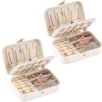 Travel Jewelry Box, PU leather Small Jewelry Organizer For Female Girls, double layer portable mini travel case for storing e