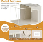 Clothes Storage Bins with Metal Frame, 3 Pack-66L Foldable Fabric Organizer Box with Transparent Window, Cotton Linen Storage