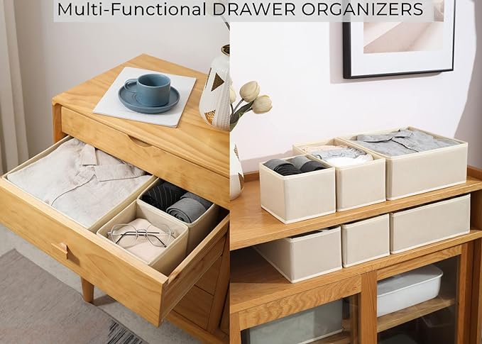 Fordonral 12 Pack Drawer Organizer Clothes, Foldable Fabric Dresser Organizer Closet Organizers and Storage Box for Underwear