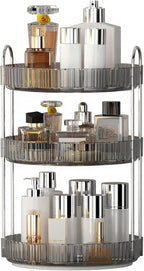 YCIA&DONE 360 Rotating Makeup Organizer and Storage for Vanity Countertop 3 Tiers, High Capacity Cosmetic Skincare Perfume Or