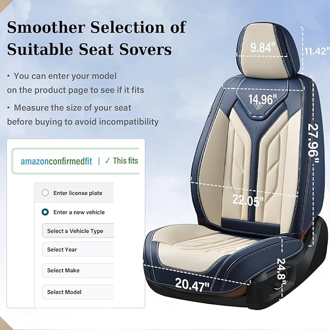 Coverado Car Seat Covers Full Set, Leather Seat Covers for Cars, Automotive Seat Covers Car Seat Protectors Car Accessories U
