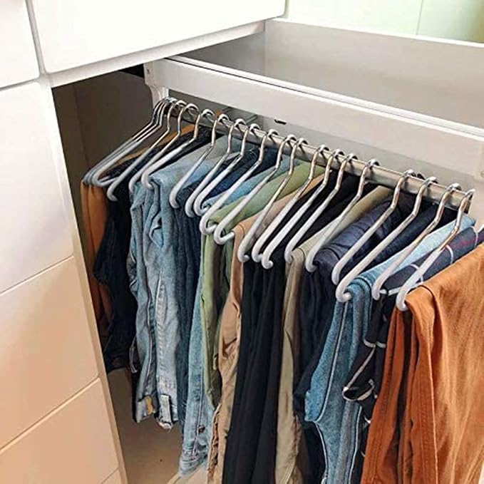 Mount Pull-Out Wardrobe Clothes Rail,Extendable Clothes Rail with Sliding Track,Closet Organizer Rack for Pants/Coat/Scarves 