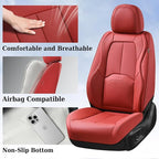 Coverado Car Seat Covers Full Set, Premium Nappa Leather Seat Covers for Car, Waterproof Car Seat Protector with Lumbar Suppo