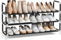 SONGMICS 3-Tier Shoe Rack, Shoe Storage for Hallway Closet, Slim and Space-Saving, Metal Frame, Non-Woven Fabric Shelves, Bla