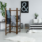 Blanket Ladder,Burnt Wood Blanket Ladder 59" H Freestanding and Folding, 6 Tier and 3 Panel Towel Rack for Bathroom, Decorati