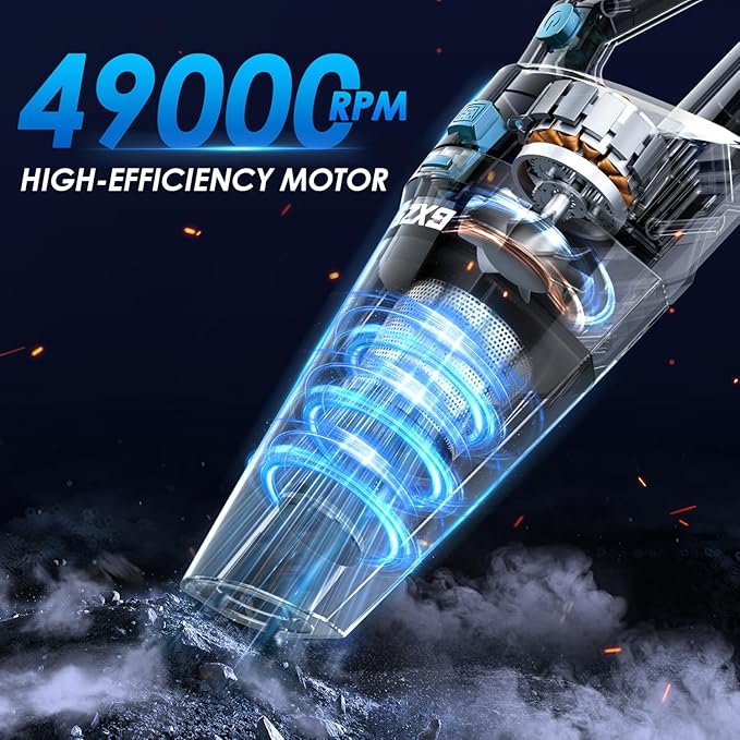 Handheld Vacuum Cordless, 15000PA Strong Suction Hand Held Car Vacuum Cleaner Rechargeable, Portable Hand Vacuum with Multi-N