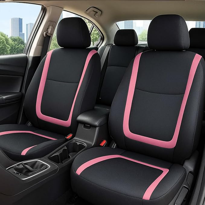 BELOMI Car Seat Covers Only, Breathable Premium Cloth Auto Seat Cover, Universal Front and Rear Seat Covers, Automotive Inter