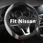 West Llama Flat Bottom Car Steering Wheel Cover for Nissan,D Shaped Steering Wheel Cover for Rogue,Altima,Kicks (Black+Gray-S