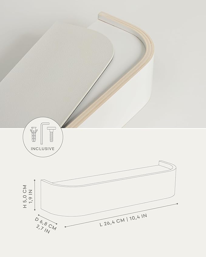 Kazai.® Key Holder 'Toke' | Minimalist Key Hook Design from Berlin | Modern Key Holder Wall Mount with Wooden Shelf | Key Rac