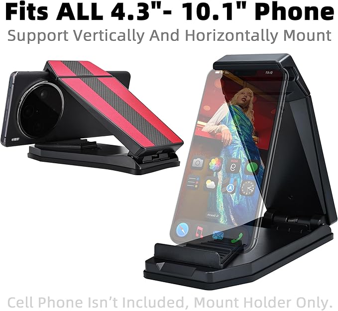 Mini Dashboard GPS Mount Holder Phone Tablet PC Navigation Holder for Garmin Nuvi Tomtom iPhone iPad Galaxy Yoga Android Fits 4.3"-10.1" GPS & Smartphone Friction Clamp Mount (Red)