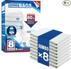 TAILI 8 Pack Vacuum Storage Bags for Comforter and Blankets, Jumbo Vacuum Seal Bags for Bedding 40x31 Inch, Space Saver Bags 