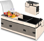 Trunk Organizer with Built-in Insulated Leak Proof Cooler Bag,Collapsible Cargo Organizer for SUV with Non Slip Bottom