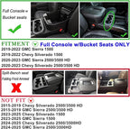 JKCOVER Full Size Center Console Organizer Tray Compatible with (2019-2022) Chevy Silverado/GMC Sierra 1500 and (2020-2023) Silverado/Sierra 2500HD/3500HD Accessories(Full Console w/Bucket Seats ONLY)