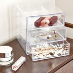 iDesign 3-Drawer Stackable Makeup Organizer - Clear Plastic Drawers for Bathroom, Vanity, or Desk