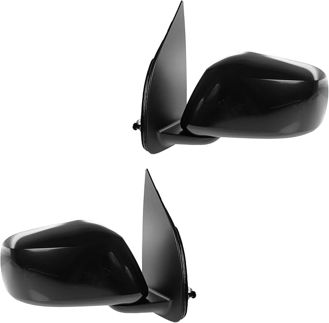 TRQ 2 Piece Driver and Passenger Side Mirror Assembly Set Electric Adjustment Heated Memory Black Compatible with 2005-2012 N