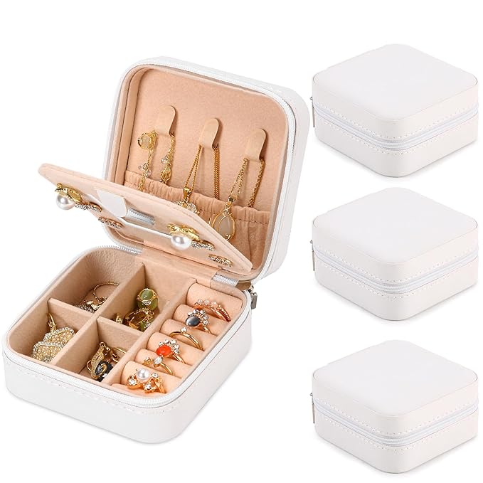 Neveika Jewelry Box with Mirror,Small Jewelry Organizer Box，Travel Jewelry Case for Women，Gift Jewelry Boxes for Female Girls