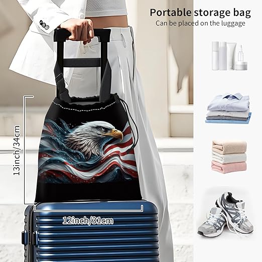 Car Trash Bag Large Hanging Can for Back of Seat, Cute Waterproof Car Garbage Bag for Vehicle, Travelling, Outdoor Cool American Eagle