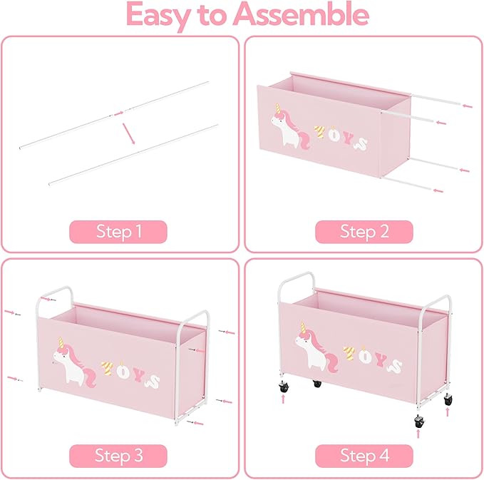 GRANNY SAYS Toy Box for Boys Girls, Extra Large Toy Chest Storage with Wheels, Metal Kids Toy Storage Organizer for Living Ro
