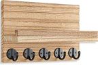 Lwenki Key Holder for Wall, Decorative Key and Mail Holder with Shelf Has Large Key Hooks for Bags, Coats – Paulownia Wood Ke