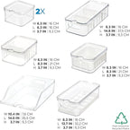 iDesign Crisp 7-Piece Recycled Plastic Refrigerator Organizer Bin Set with Lids, Clear/White