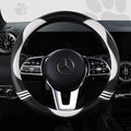 HighnessHwoo Car Steering Wheel Covers for Women Padded Carbon Fiber PU Leather Cute Auto Interior Accessories for Vehicle, S
