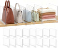 Purse Organizer for Closet Shelf Dividers: 16-Pack Adjustable Clear Acrylic Bag Storage Organizer for Handbags, Sweaters, Tow