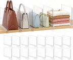 Purse Organizer for Closet Shelf Dividers: 16-Pack Adjustable Clear Acrylic Bag Storage Organizer for Handbags, Sweaters, Tow