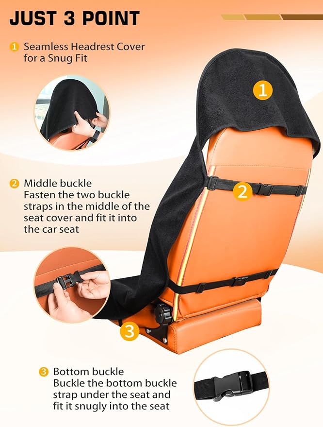 Universal Car Seat Cover Towel, Waterproof Washable Sweat Protection for Front Bucket Seats, Non-Slip Fit, Fits Cars SUVs Tru