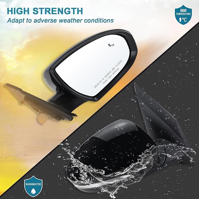 Right Passenger Side Mirror Compatible With 2019 2020 2021 Hyundai Tucson With Manual folding Power glass Turn Signal Heated Blind Spot Black Replace #87620D3930(8Pins)