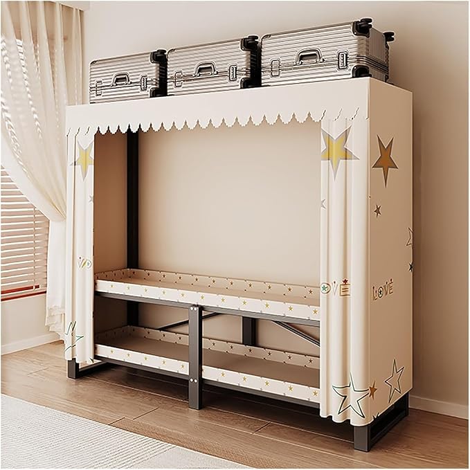 Portable Foldable Wardrobe Closet with Cover, Freestanding Metal Clothes Rack, Space-Saving Garment Organizer for Hanging Clo