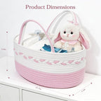 Diaper caddy Organizer, Cotton Rope Gift Basket with Removable Divider, Nursery Storage Organizer for Baby Essentials, Changi