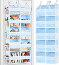 Blue Over the Door Organizer 5 Tiers, Extra Large Behind Door Storage of 10 Compartments, 80 lbs Weight Capacity Hanging Stor