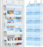 Blue Over the Door Organizer 5 Tiers, Extra Large Behind Door Storage of 10 Compartments, 80 lbs Weight Capacity Hanging Stor