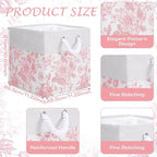 LemonRoad 6 Pcs Pink Floral Cube Storage Bins 11.22 Inch Square Storage Basket with Handle, Preppy Girls Organizer Basket, Co